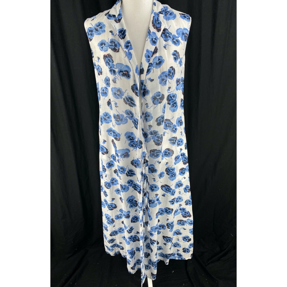 Sonia Rykiel Womens 8 / M Pansy Long Duster Cardigan Dress Floral Pockets Vtg